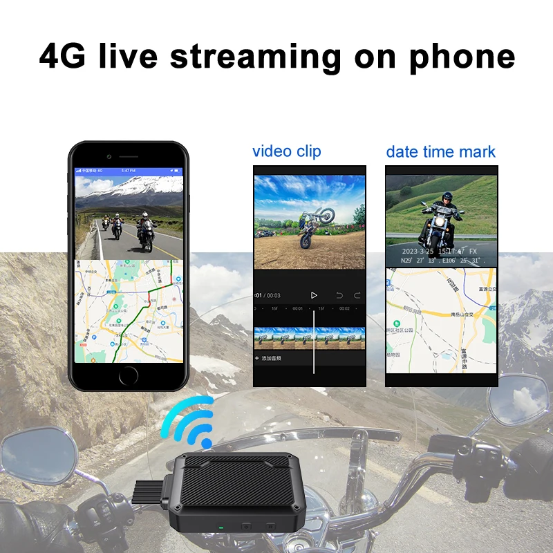 4G Motorcycle DVR Dash Camera Waterproof WiFi Dual HD 1080P FHD Front Rear View Motorcycle Camera GPS Recorder Remote monitoring