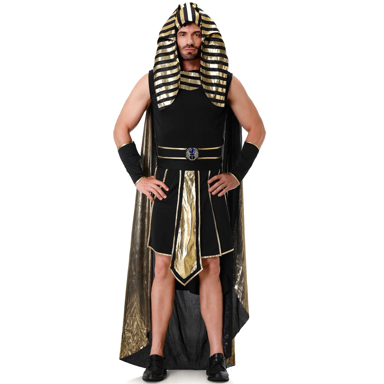 Ancient Egypt Cleopatra Modern Drama Pharaoh Cosplay Medieval Egyptian pharaohs Costume black suit Halloween for man