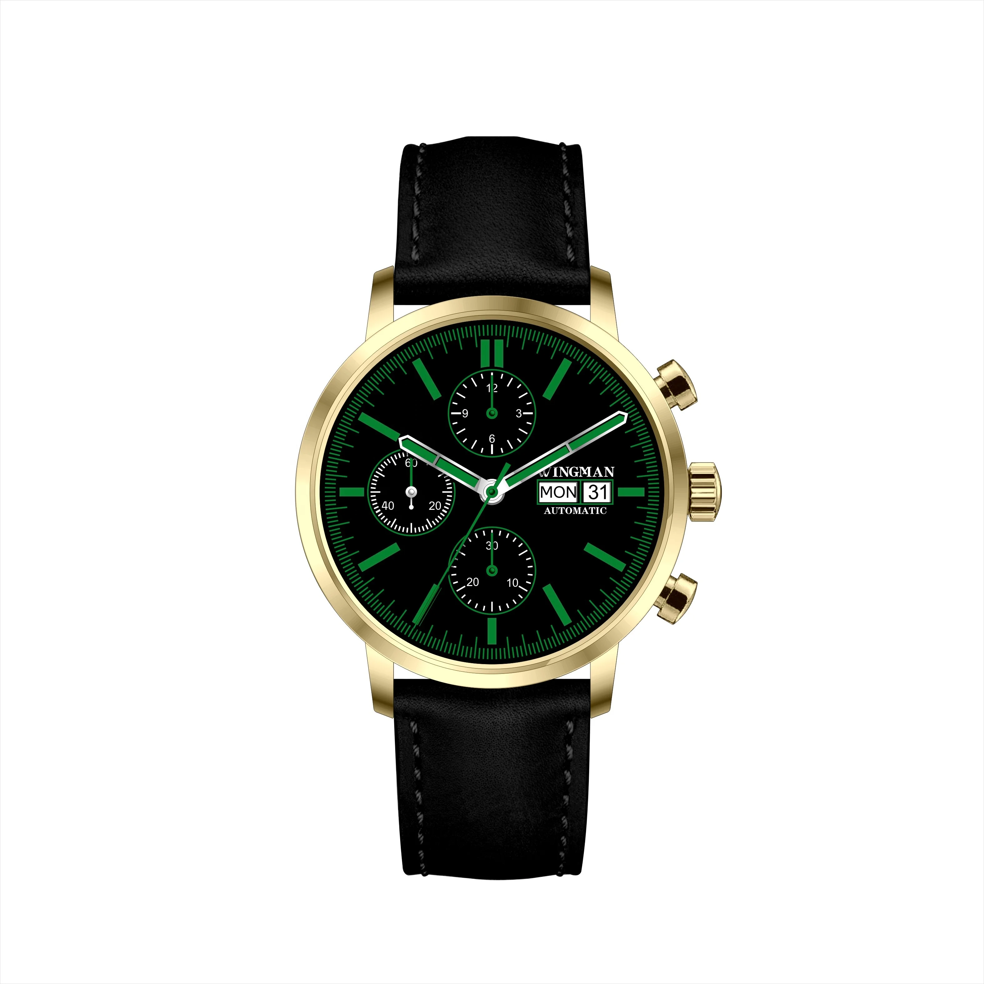 New 2022  China 3LZF2 Automatic Mechanical  Movement  Chrono Watch C9 super Luminous Steel 40mm Black Small eyes Watch