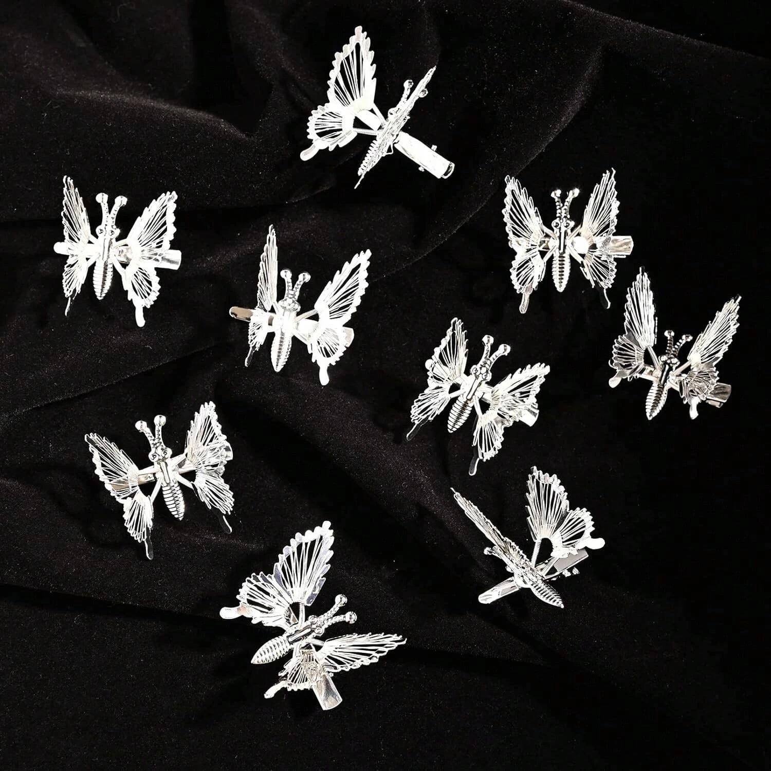 2 colors 3D Moving Butterfly Hair Clips Metal Silver Moving Wings Butterfly Hair Accessories 90s Hair Clips Barrette For Women
