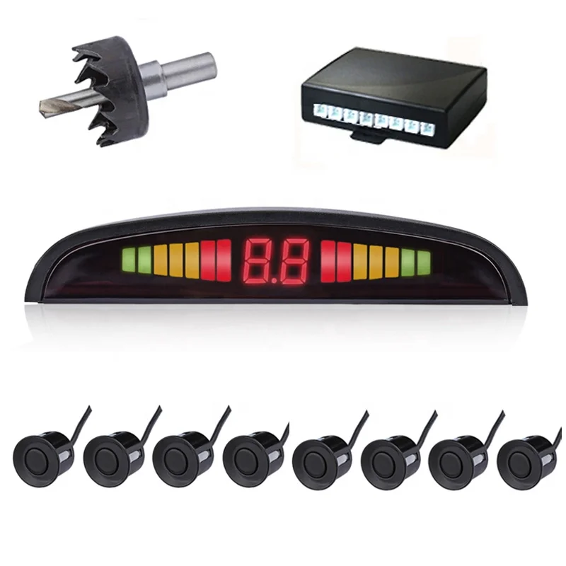 
2020 Car Parktronic LED Parking Sensor With 8 Sensors Reverse Backup Safe Parking Car Parking Radar Monitor Detector System 22MM 