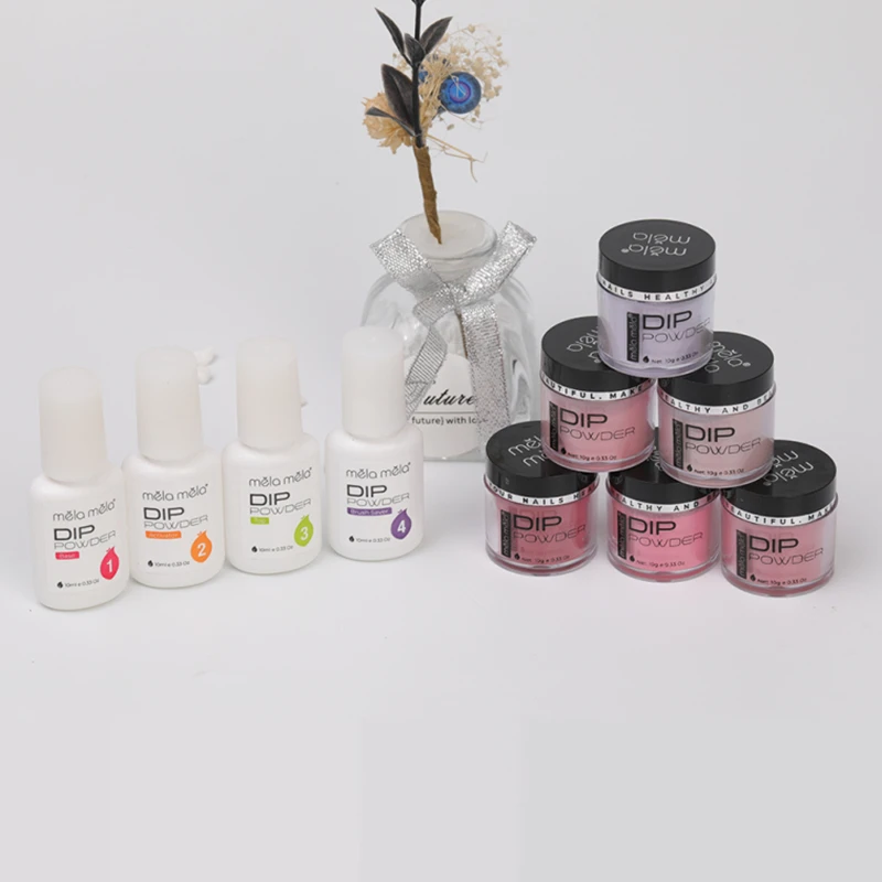 Wholesale manufacture Acrylic Dip Color powder 6 colors nail color dip powder nails kit dipping powder set