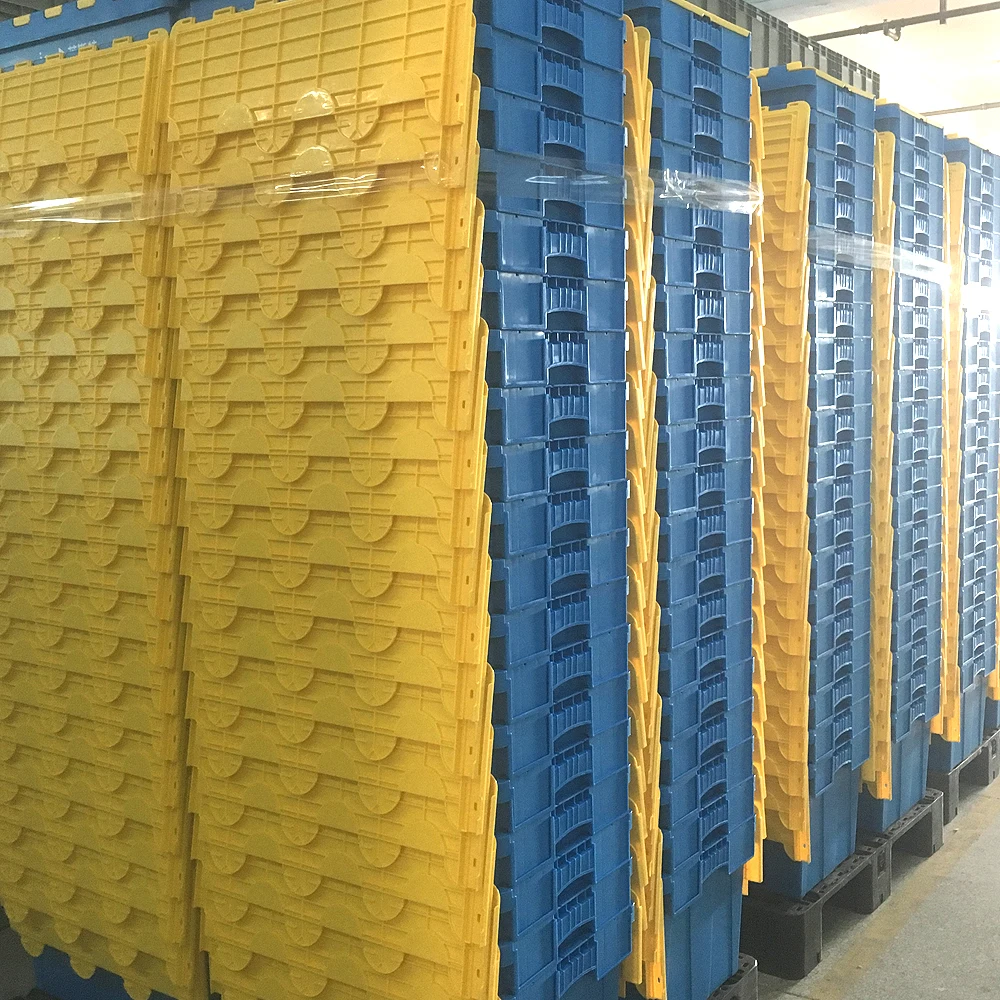 Heavy duty wholesale moving nesting box industrial plastic containers nestable crates with plastic lid