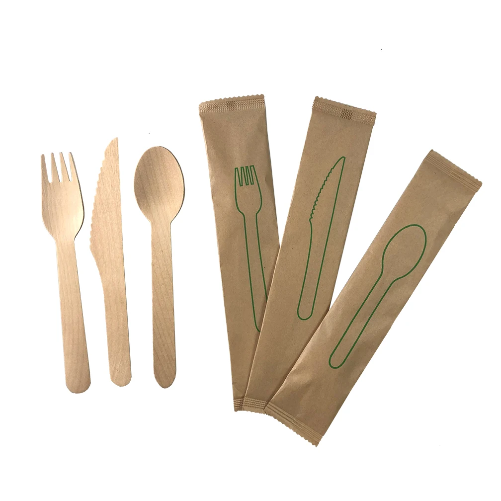 New Design Biodegradable Disposable Birch Wooden Cutlery Kit