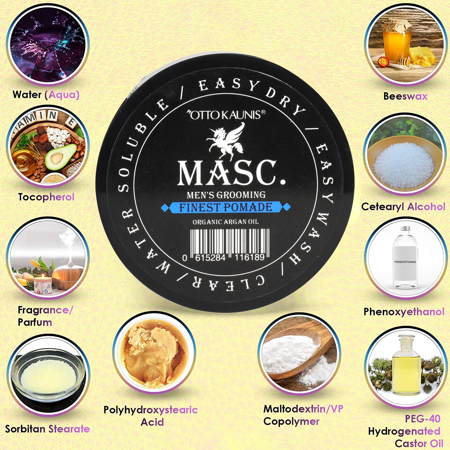 MASC Manufacturer OEM ODM Private Label High Hold Shine Finish Hair Styling Pomade Argan Oil Hair Wax For Men Or Women