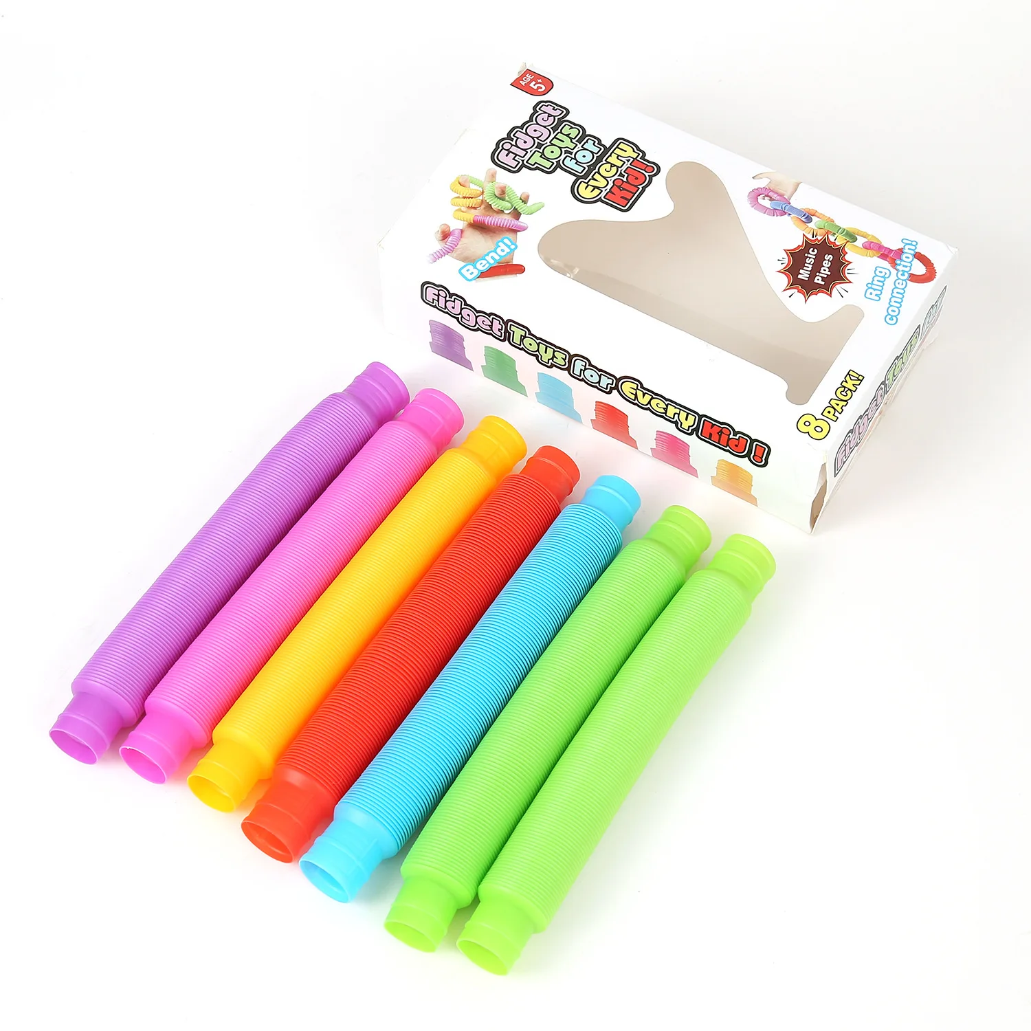 Wholesale colorful DIY building plastic fidget sensory tools pop tubes pipe sensory toys