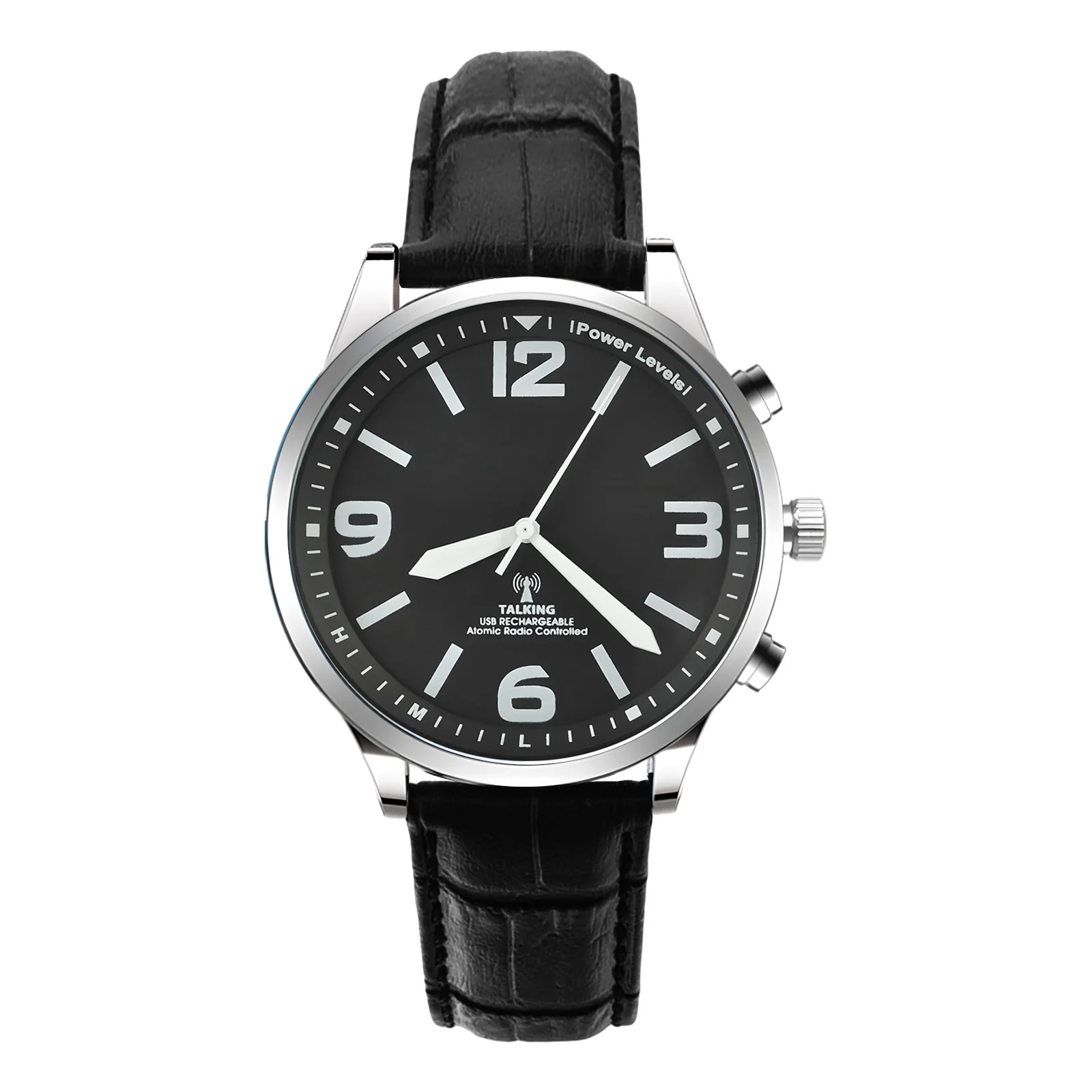 English Atomic Radio Controlled Talking Watch for Unisex Seniors Men Loud Sound Time Day and Date Alarm Clock Visually Impaired