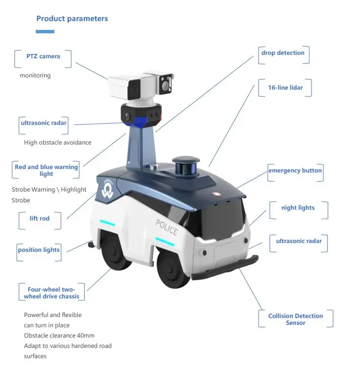 Intelligent Alarm Autonomous Patrol Robot Security Guard Patrol Robot Detect For Park Factory