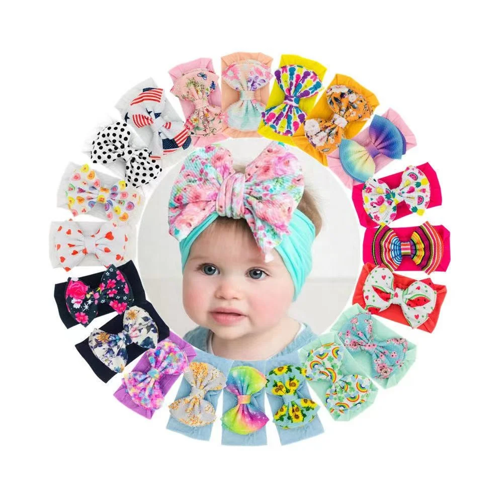 Hair Accessories Wholesale Free Style Baby Headband Bubble Fabrics Covered Girl Headband Kids Bow Hairband