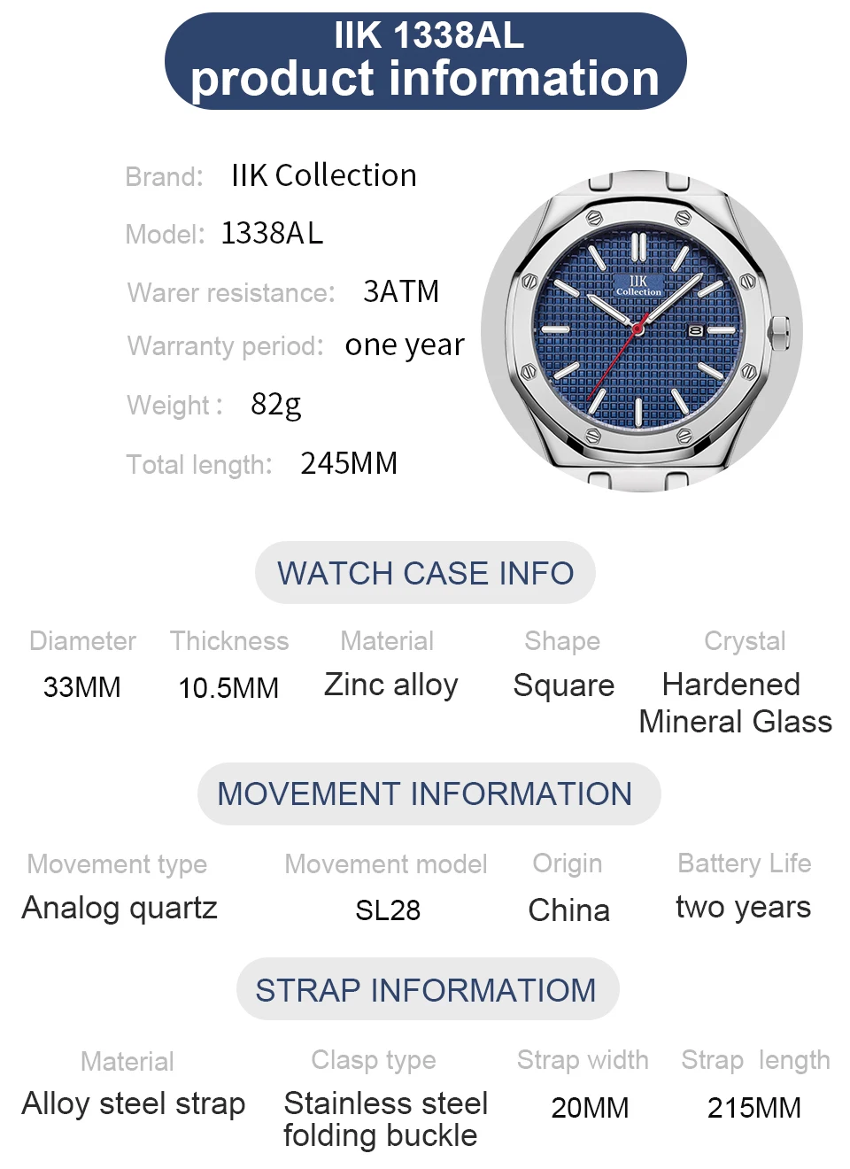 Hot Sale IIK Collection Luxury Couple Watch lIK Brand Gold Two Tone Date Analog Wristwatches Men