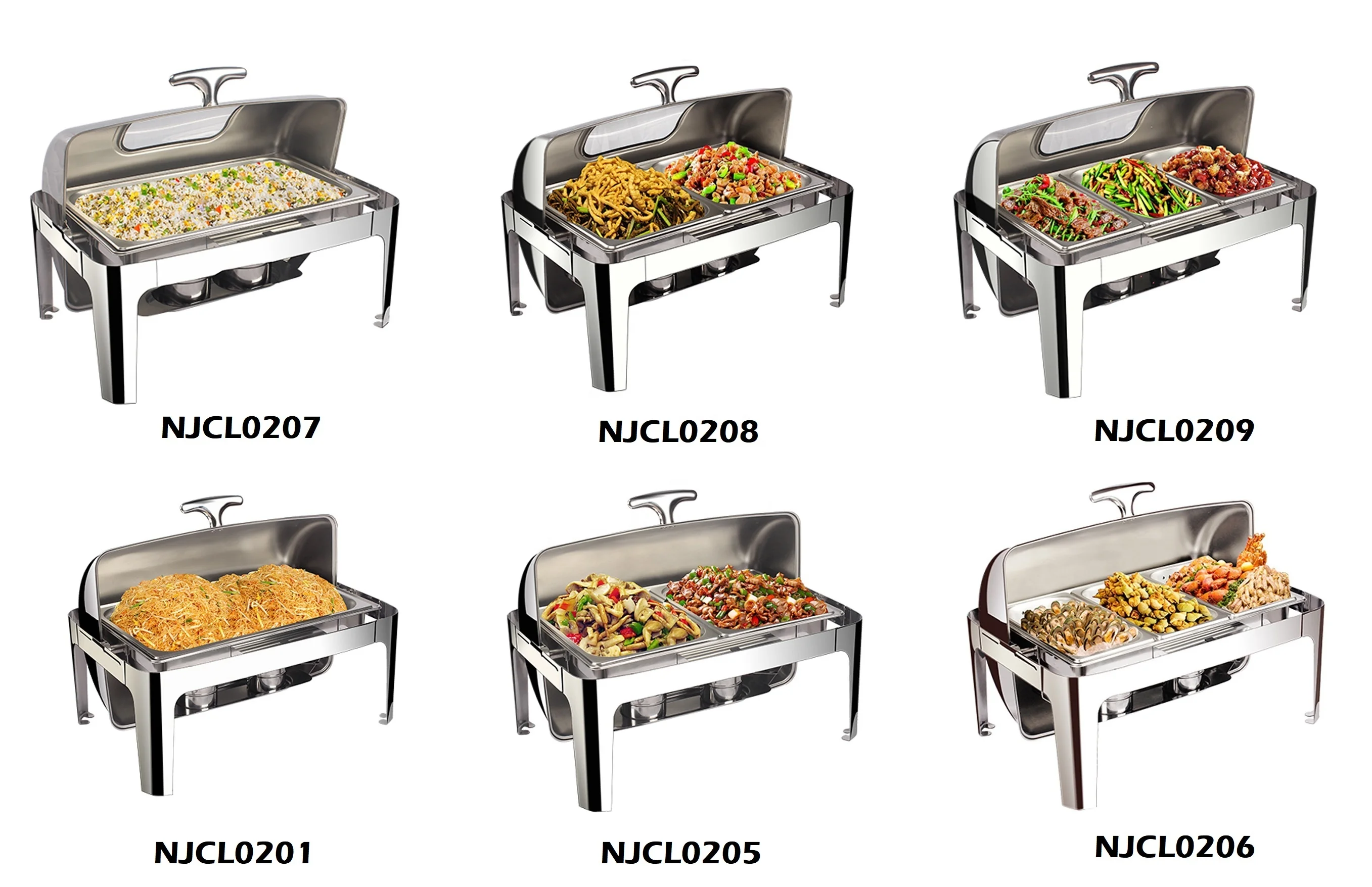 High Quality Stainless Steel Hydraulic Buffet Food Warmer Chafing Dish Glass Lid 11qt 11L Round Soup Chafer