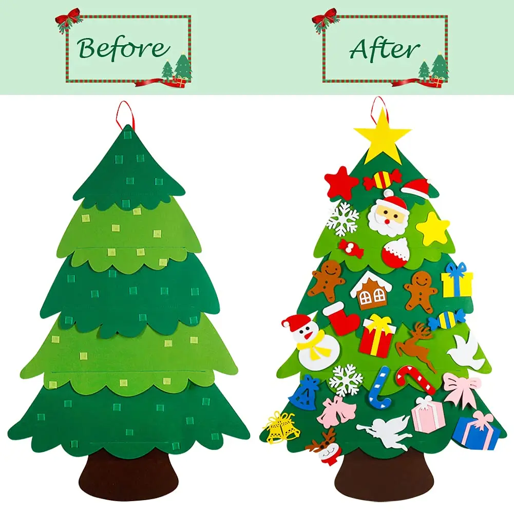 30pcs Xmas Home Wall Decorations Felt Christmas Tree For Decoration
