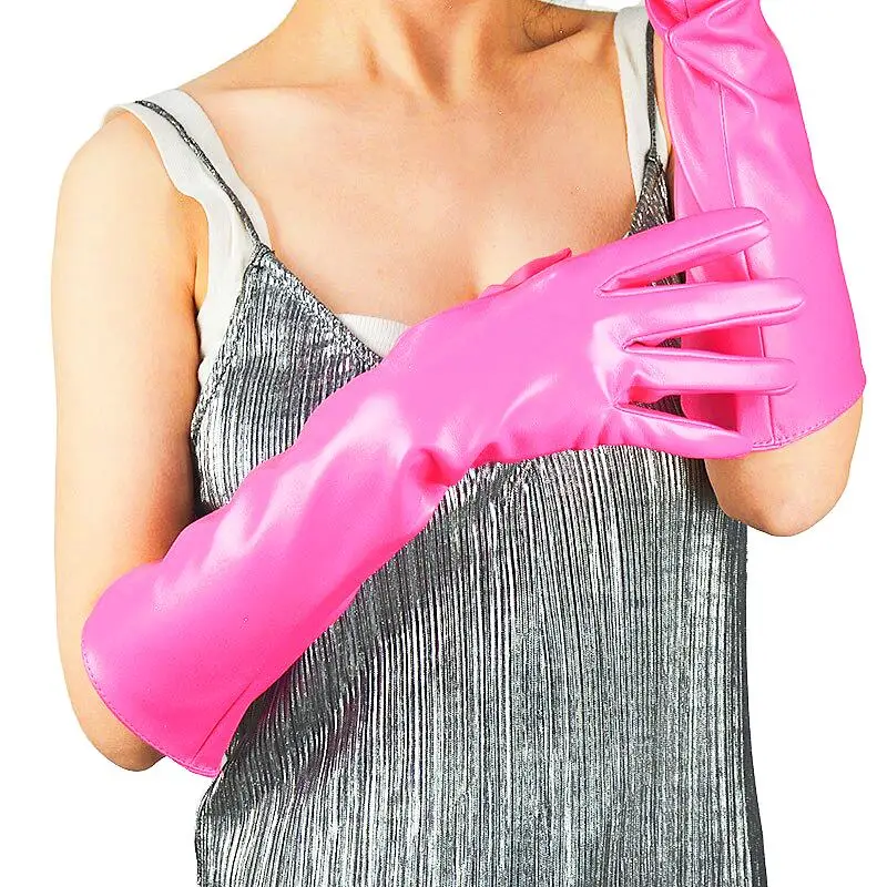 Wholesale High Quality Women Real Leather Pink Long Gloves For 30cm 40cm 50cm 60cm 70cm 80cm evening party Opera Gloves