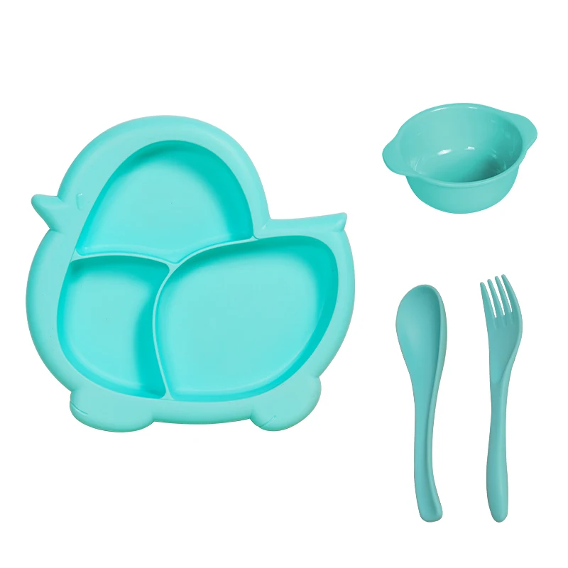 Cute Baby Plastic Cutlery Dinner Set Plate Bowl Spoon Fork Reusable Tableware For Children Dinnerware Set Luxury