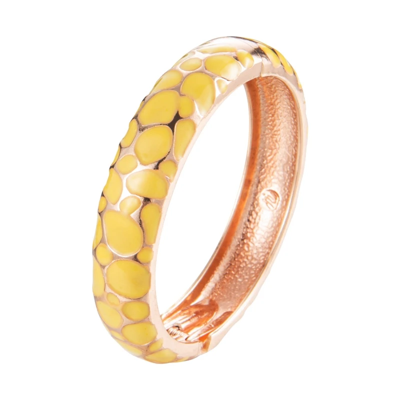 Wholesale Fine Jewelry Bracelets Bangles Charms Zinc Alloy Yellow Enamel Bangle 14 mm for Girls