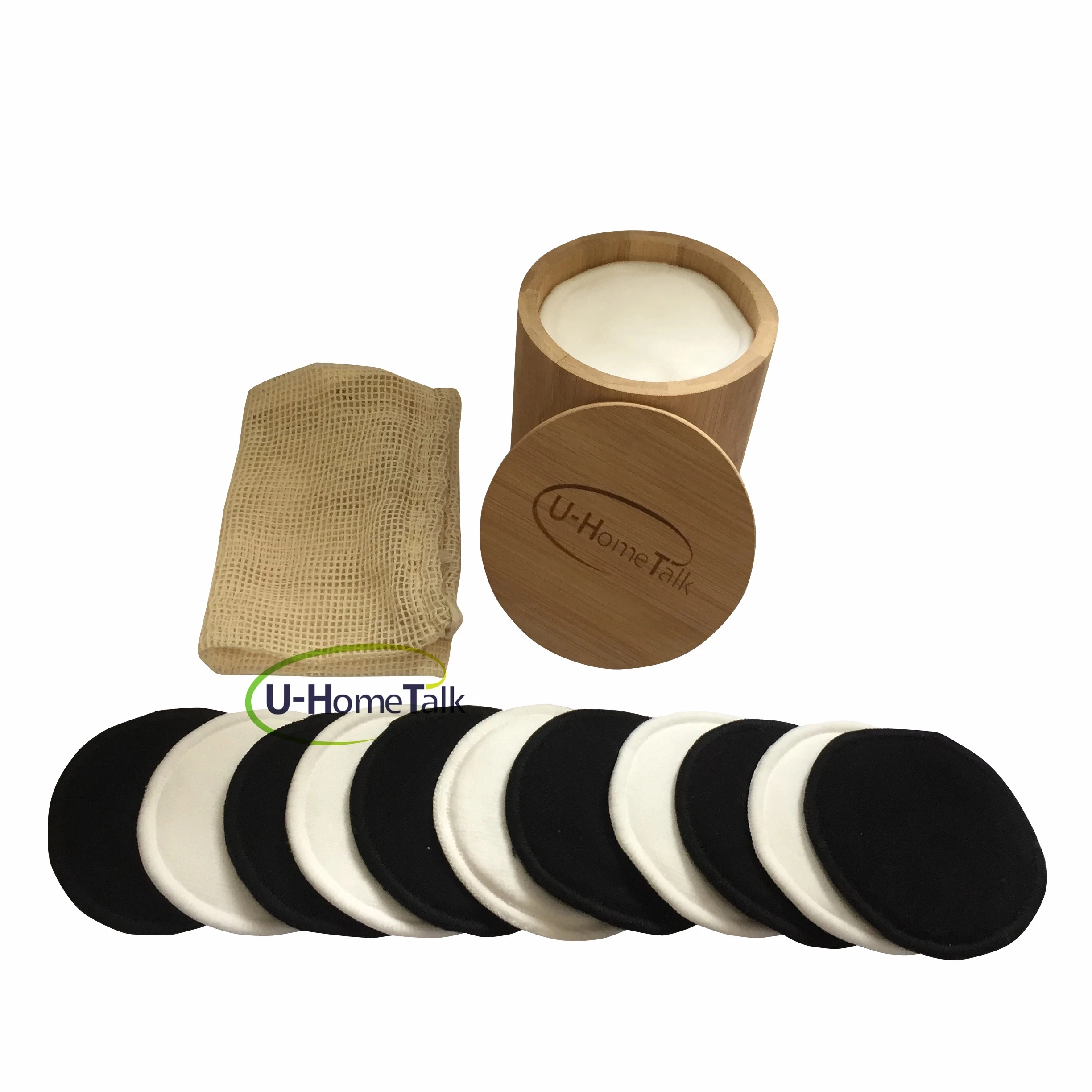 Factory Price 16 Pack Reusable Bamboo Cotton Makeup Remover Pads with Bamboo Holder Box