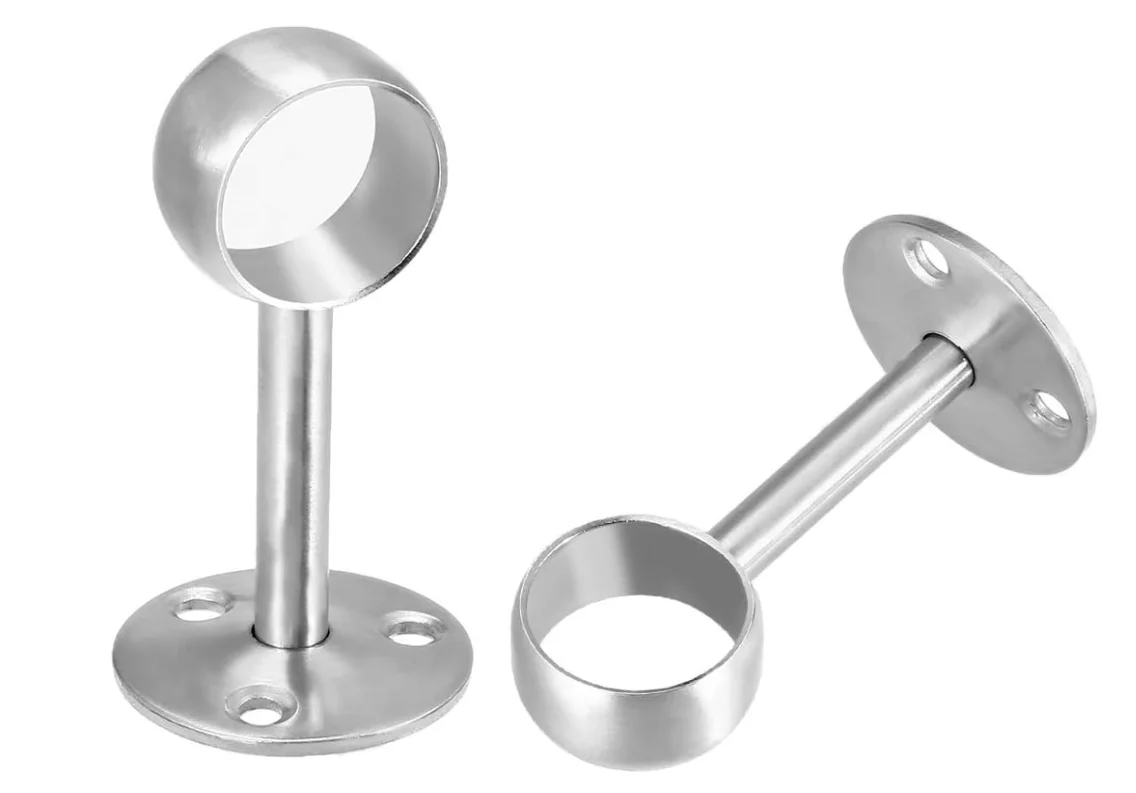 Closet Tube Pipe Flange Socket Kit Wardrobe Rail Rod Holder Closet Rod Support