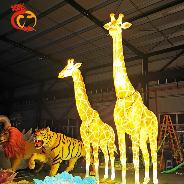 Outdoor Amusement Park Appealing Realistic Animal Lantern Show