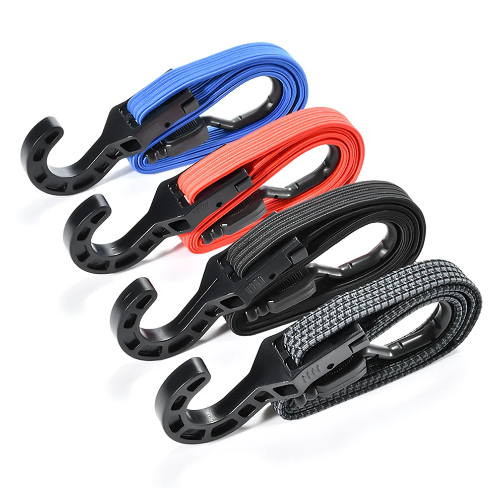 Patented 70kg Marine Grade Latex Adjustable Wide Flat Bungee Cord with Easy-Flip Latch Hooks for Outdoor Equipment