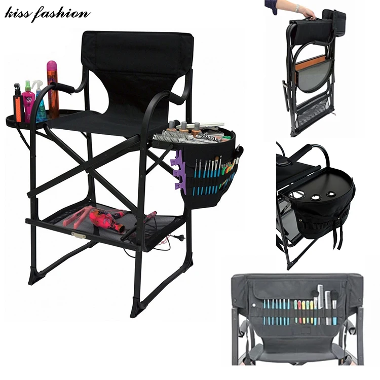 makeup artist chair with 28 inch seat height and carry bag,professional salon chair, head rest makeup chair for studio with case