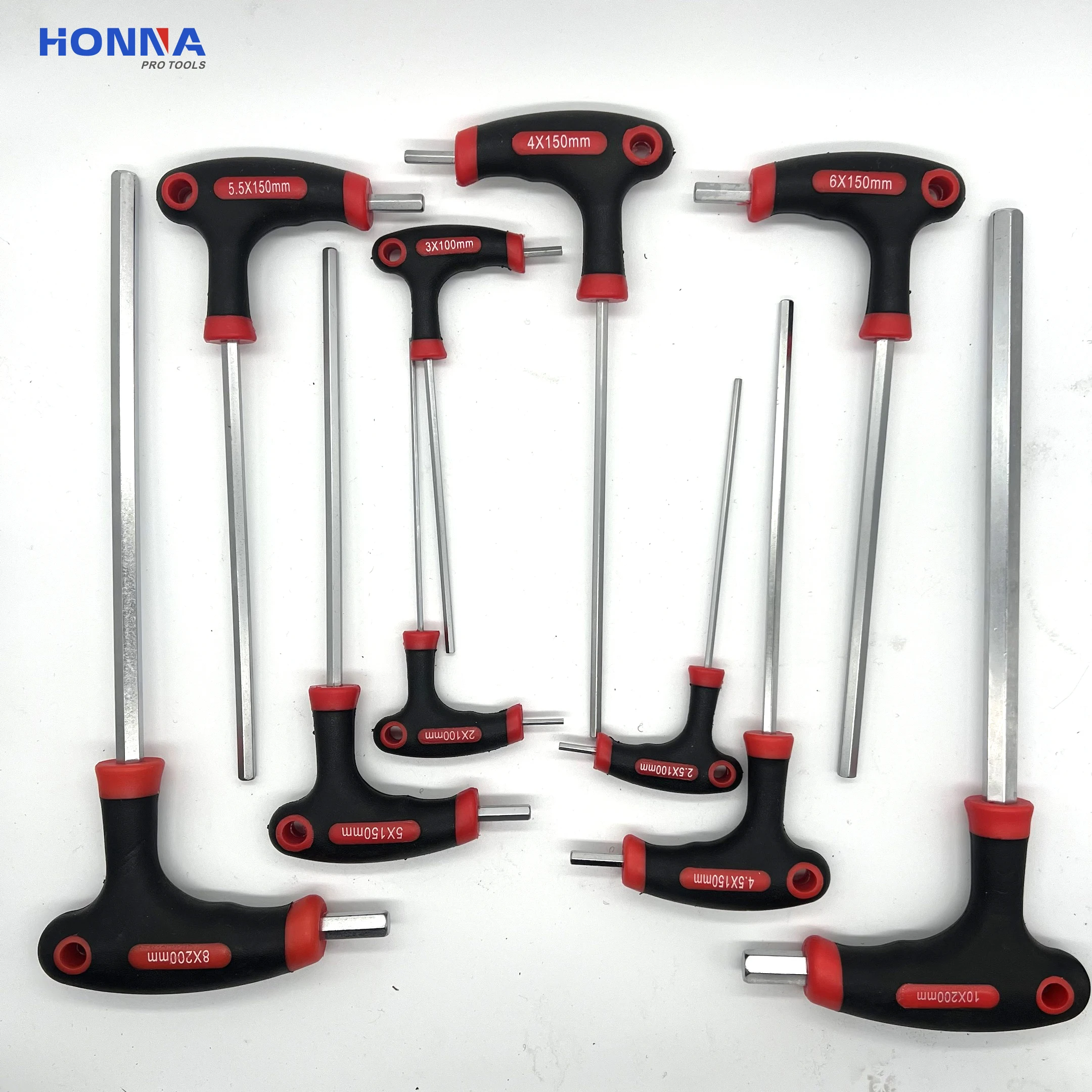 Low Cost Comfortable Grip Strength Quenching 10-Piece Metric Two-tone T-Handle Allen Wrench Set For Home Assembly