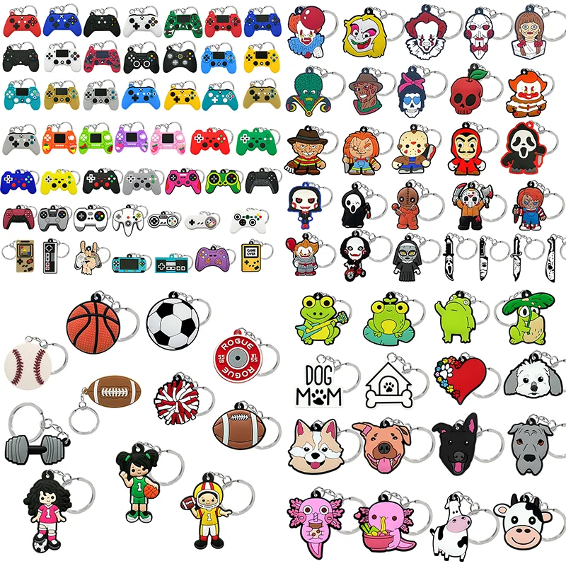 Factory Direct Wholesale Silicone Gatling Gun Key Ring PVC basketball 3D Key Chain Soft Rubber Sports Keychain