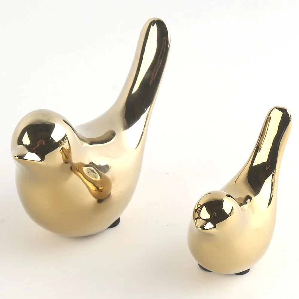 Elegant Graceful Luxury Ceramic Porcelain Home Decor Ornament Gold Bird