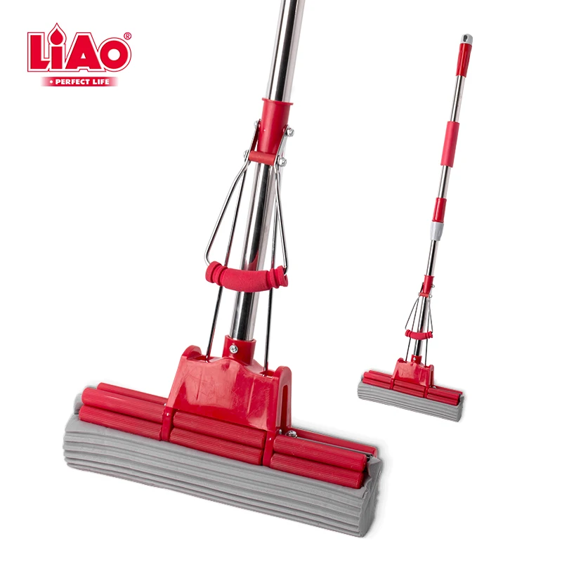 LiAo 27cm easy wringing quadruple magic PVA roller foam squeeze mop with absorbent sponge head