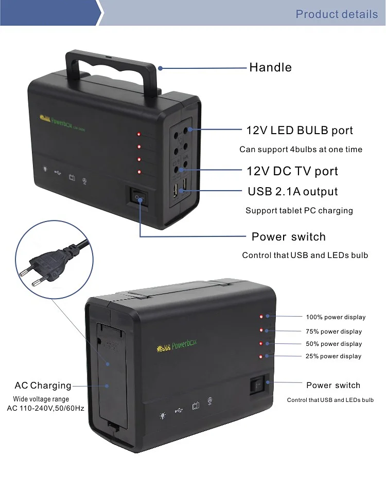 Portable Solar Generator 12W Small Solar System All-in-One Solar Package Solar Power System Emergency Solar Power System Camping