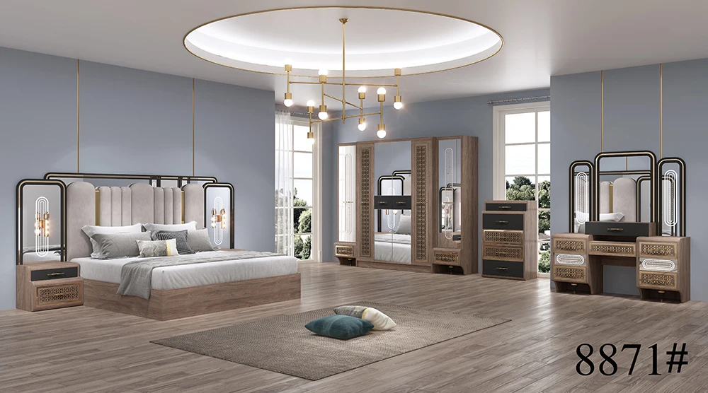 Bedroom sets Classic master bedroom double bed modern king size 1.8m leather the Middle East bed high-end turkish soft