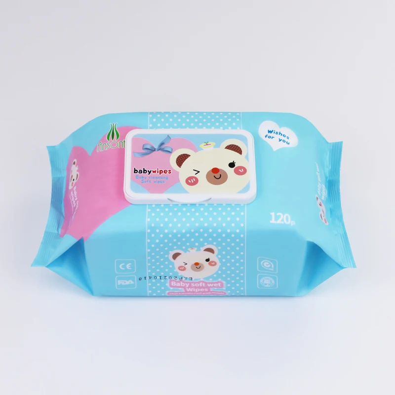 Чувствительный влагу из нетканого материала 120 пакет чистой воды чистящие влажные салфетки