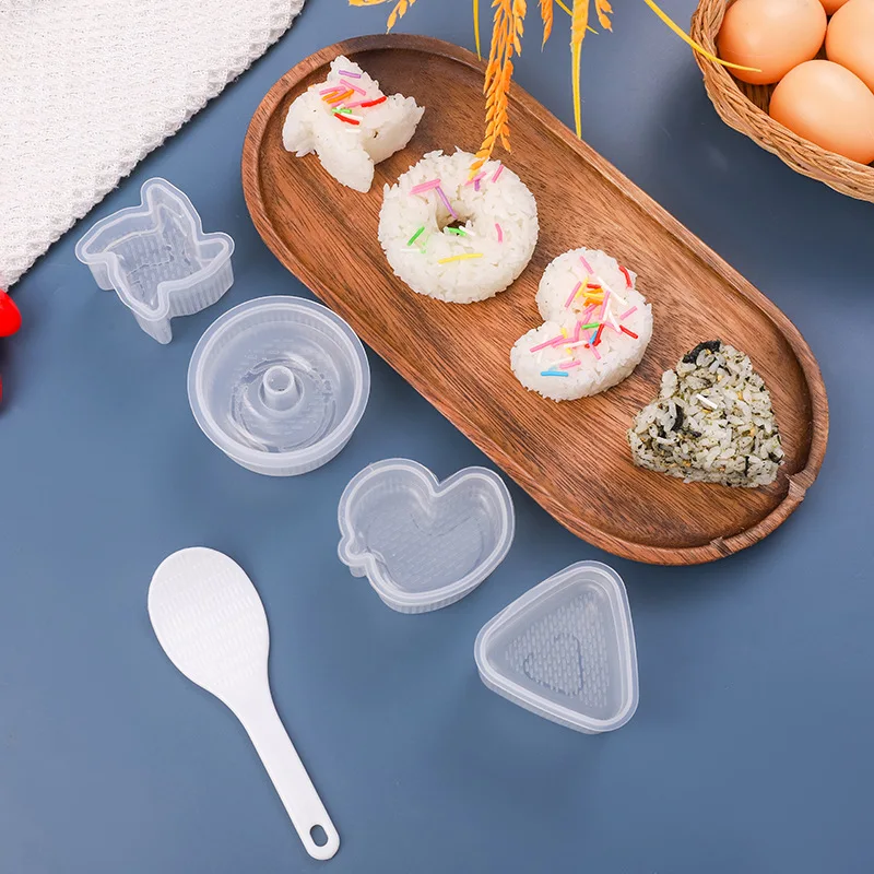 Cute Animal-Shaped Bento Mold Kitchen Food-Grade Plastic Sushi Rice Ball Mold Set Diy Cookie Triangle Love Mold