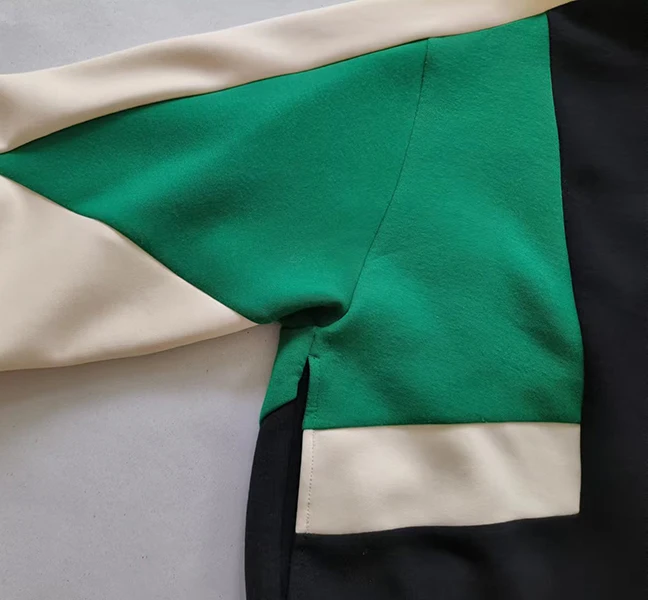 custom women long bomber cute  womens trench windbreaker jacket tri-color track neon quilt panel sweatshirt