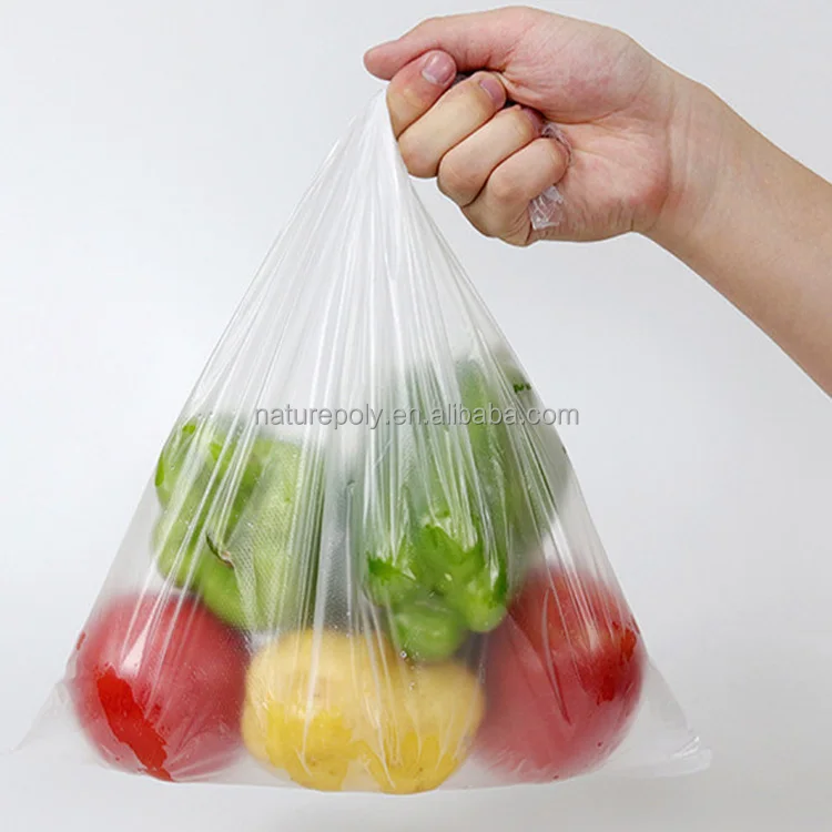 Wholesale Custom Logo Biodegradable Plastic Supermarket Shopping T-shirt Bags on Roll for Food and Fruit and Vegetable