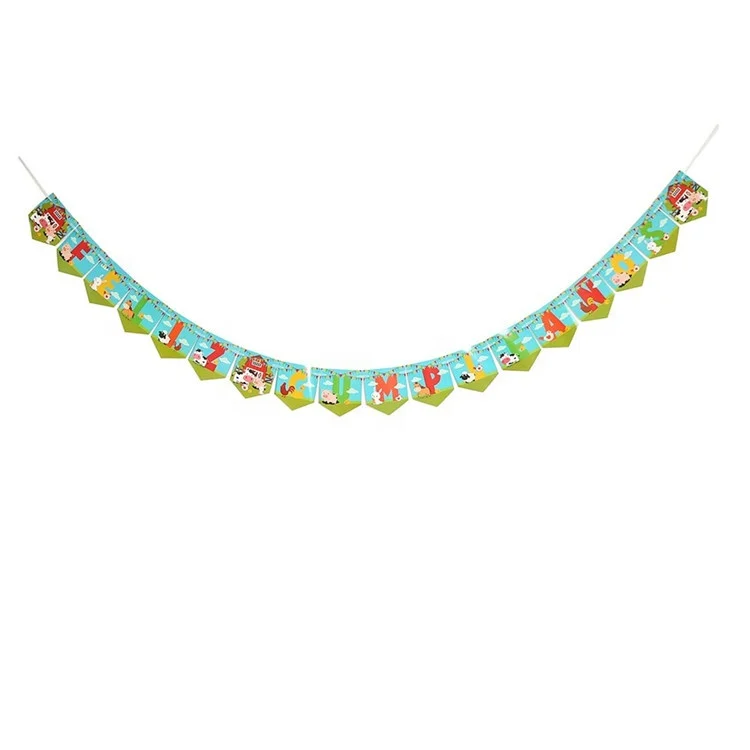 New Farm Animal Theme Kids Party Happy Birthday Banner Feliz Cumpleanos Party Supplies Decoration Eco-friendly Disposable