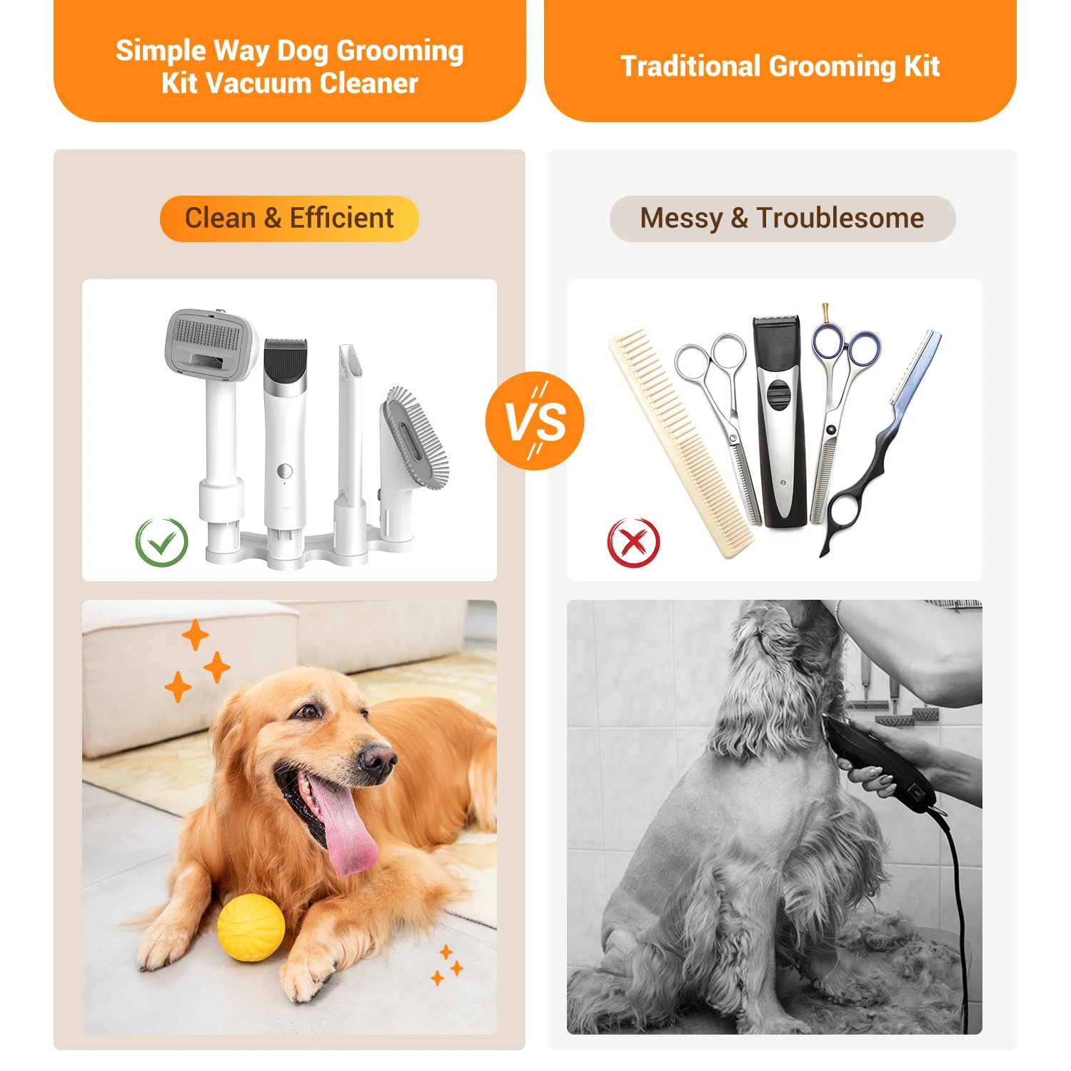 Newest Pets Grooming Cleaning Trimmer Dog Cat Kit Brush Hair Deshedding Tool Pet Grooming Vacuum