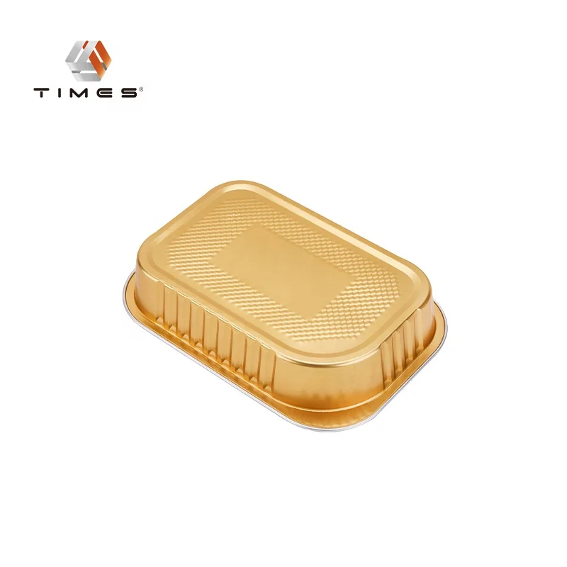 320ml Recyclable food grade  customized  golden aluminum foil container with lid lunch boxes  pet food food package