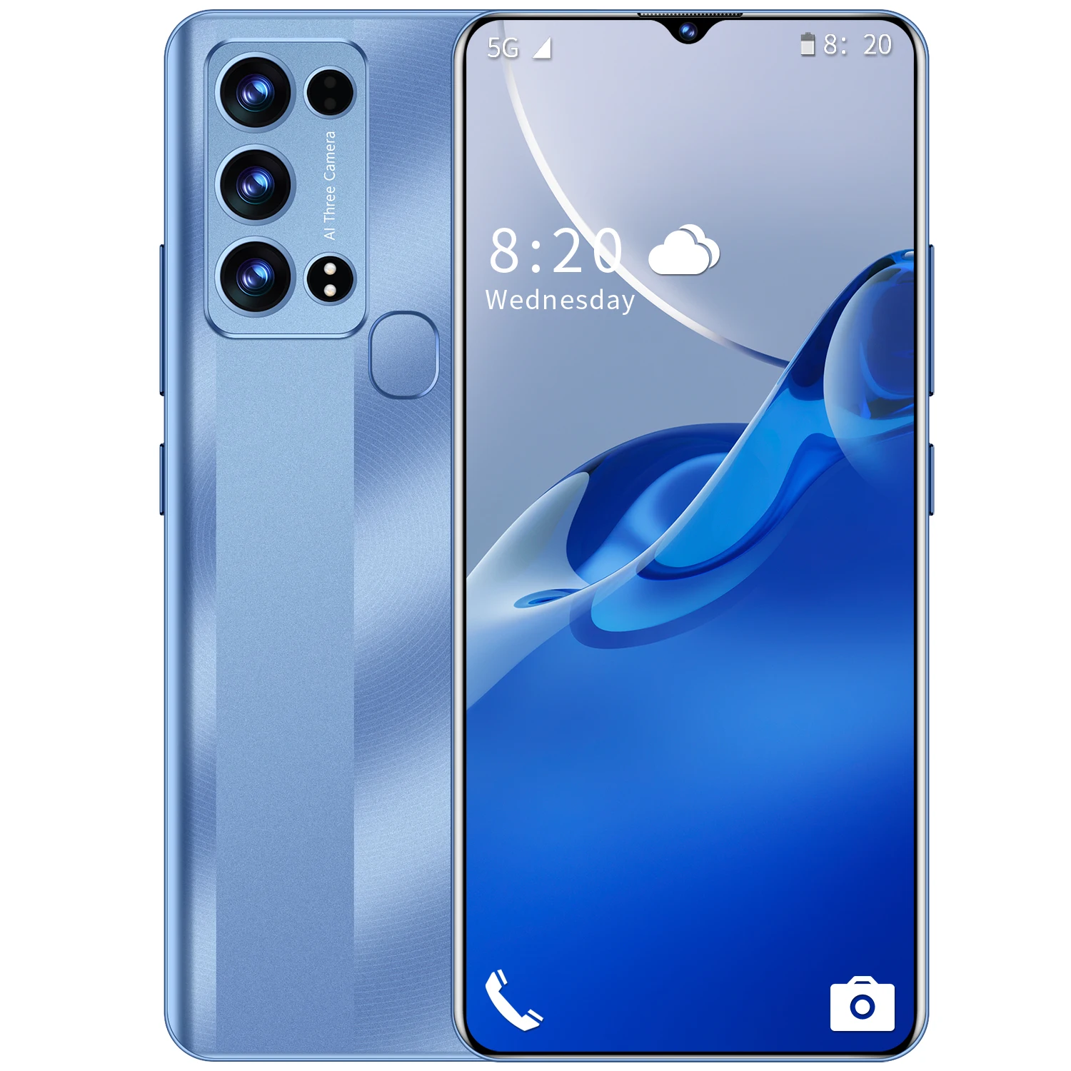 2023 New Phone A73 4GB+64GB Support Customization 6.53 Inch 13MP 5000mAh Facial Unlocking Android 10 Smartphone