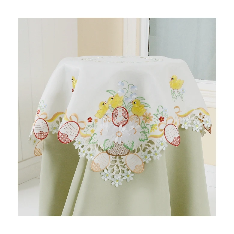 OWENIE Easter floral square home trends custom cheap dining table cover polyester tablecloths