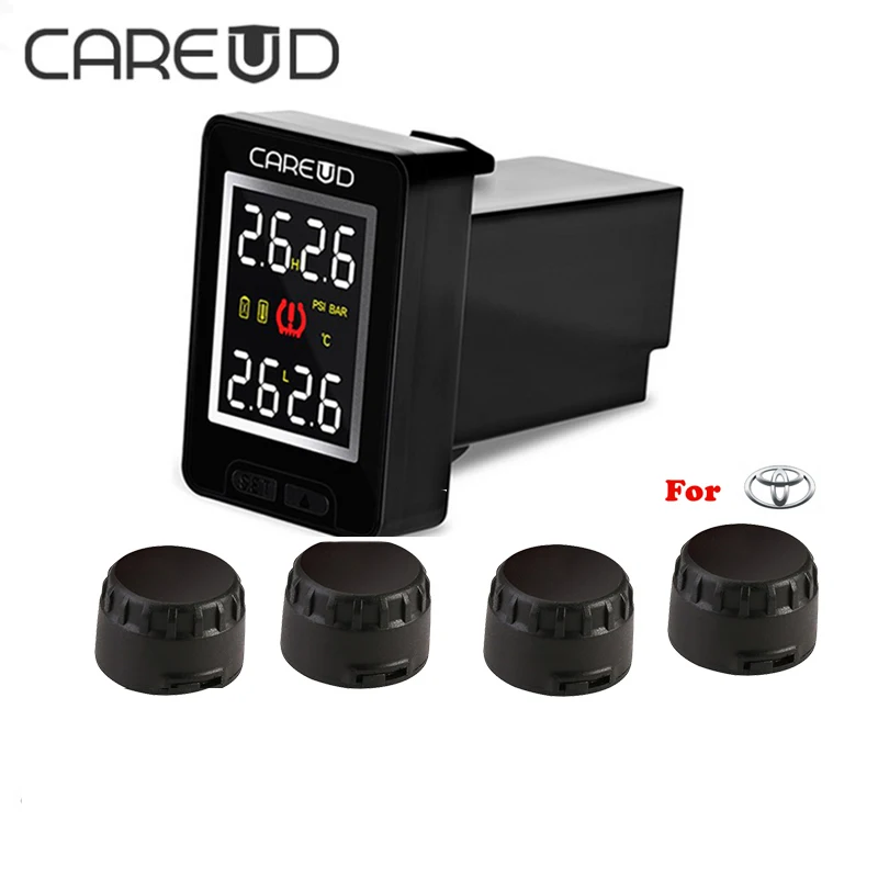 CAREUD TPMS U912WF for Toyota Wireless Tire Pressure Indicator 4X External Sensor Tyre Pressure Monitoring Systemm