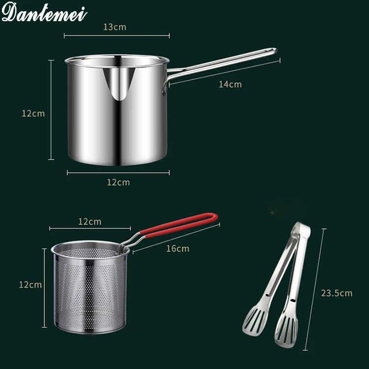 High Quality Cookware Set Cooking Pot Round Fryer Stainless Steel Deep Fryer Pot With Filter Basket