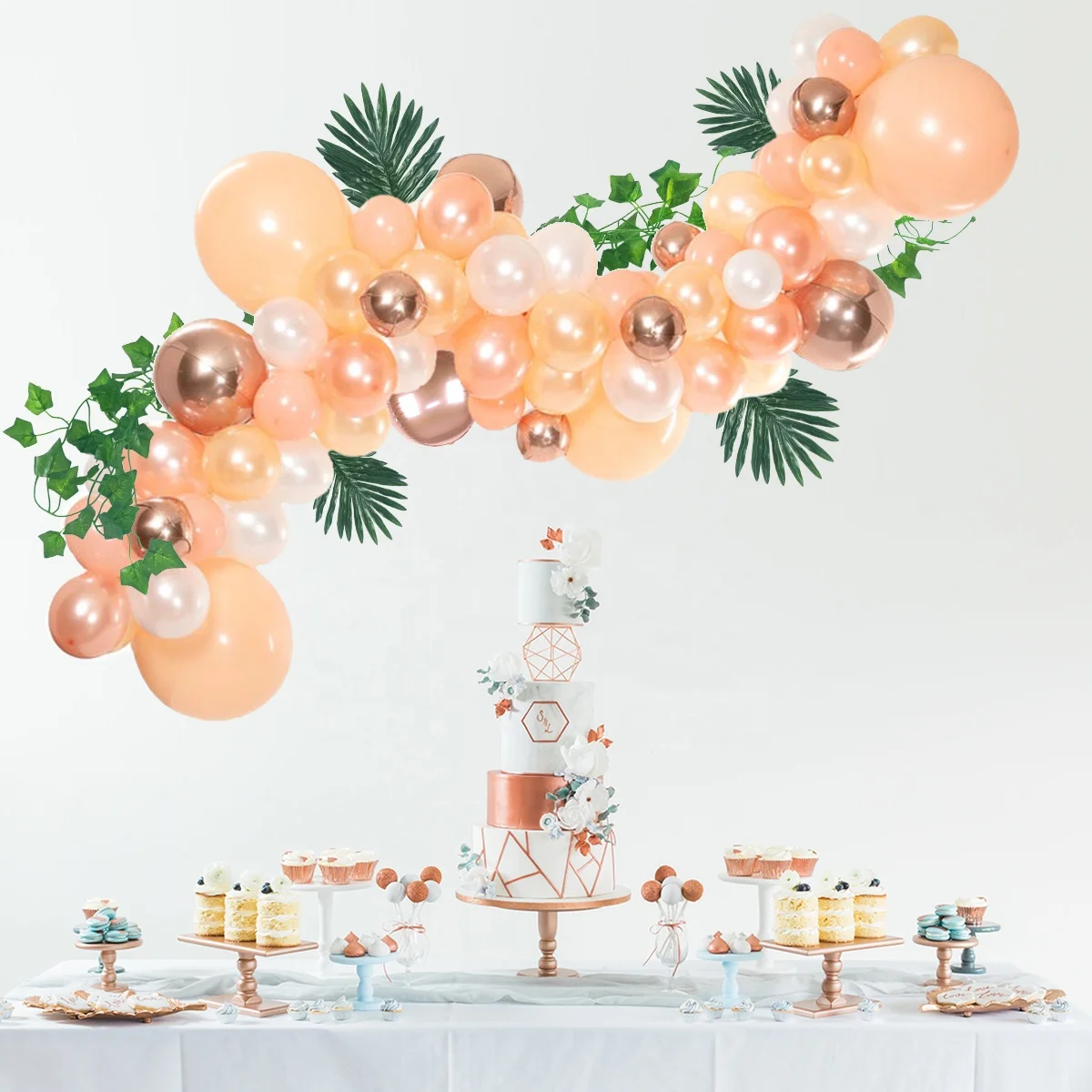 UMISS  Rose Gold & Peach DIY Balloon Garland Arch Kit Pump Included, Create Your Own Birthday Bride Party Decorations