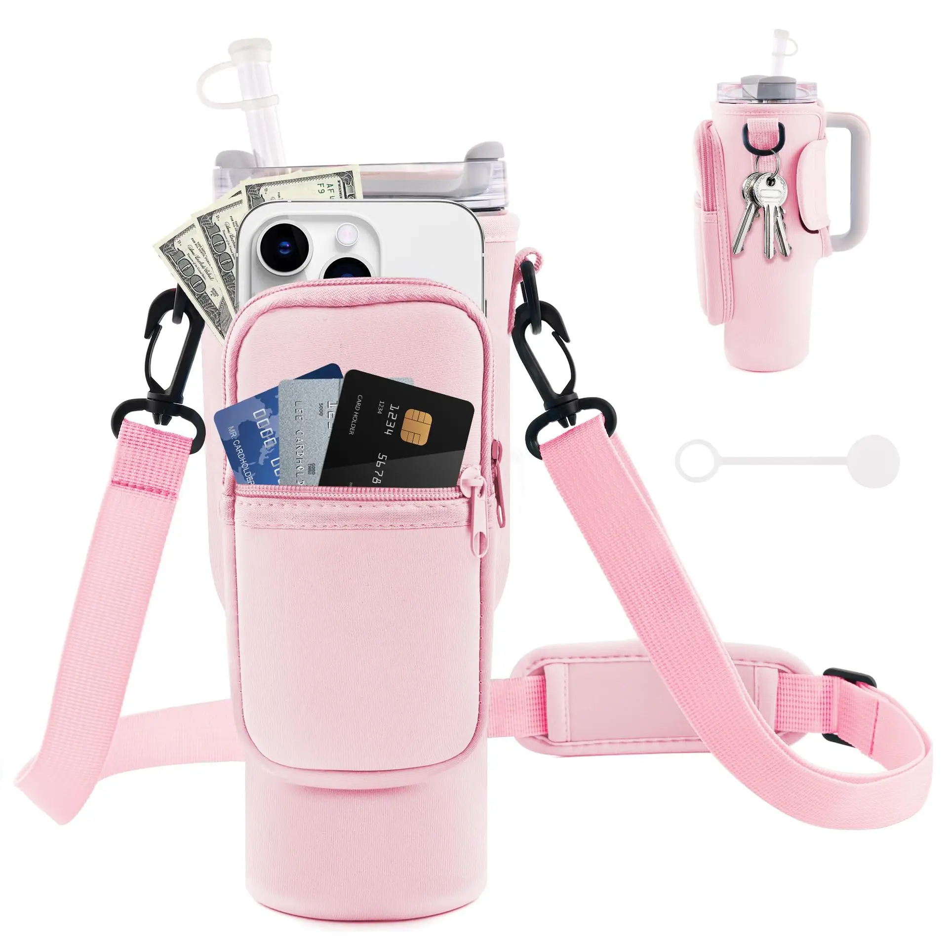 Sports Fitness Kettle Cover 40Oz Ice Cream Handle Cup Cover Neoprene Adjustable Shoulder Strap Outdoor Water Bottle Bag