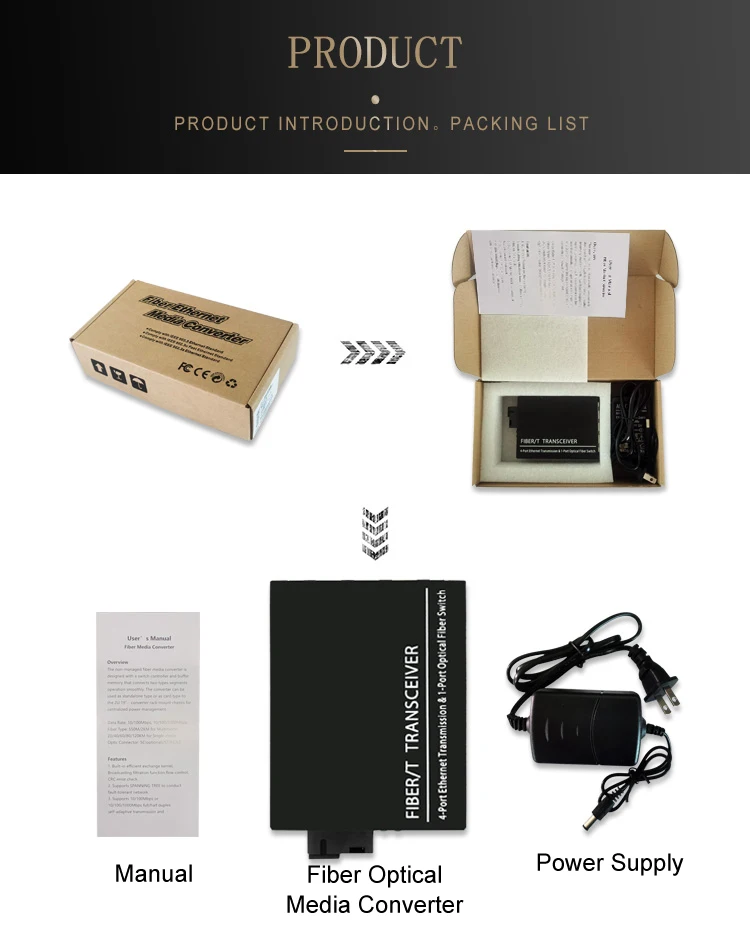 Promotion 100M Ethernet Fiber Media Converter HST-100M-20KM-A/B TX1310/RX1550nm 1 fiber 4RJ45  ports SC fibre Optic Equipment