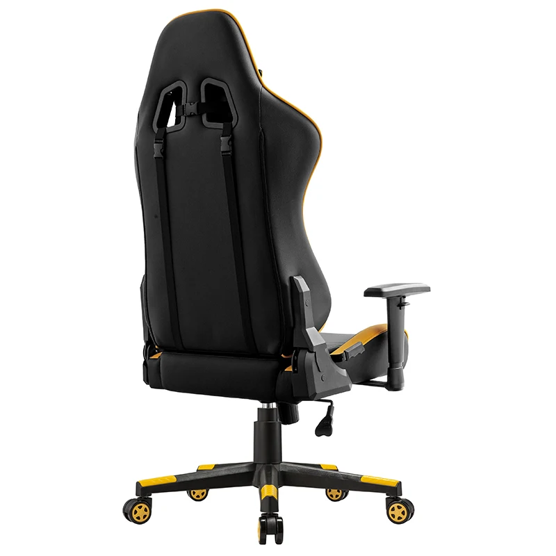 Yellow and black pu leather luxury modern reclining game chairs arms moving ergonomic pc gamer computer gaming chairs