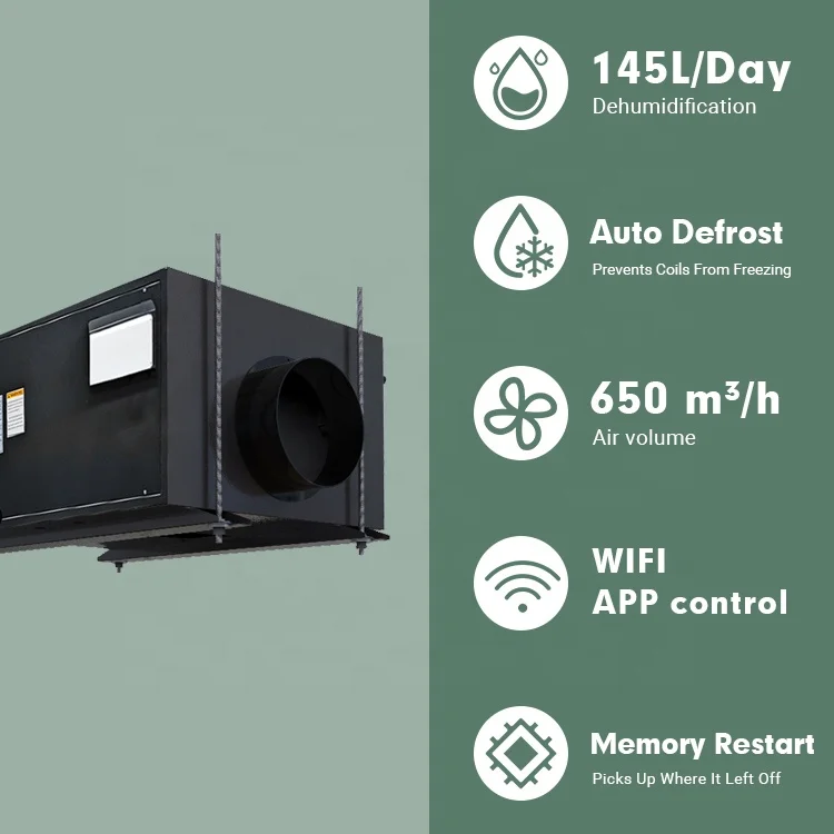 Preair 145L/day Grow Room Industrial Drying Air Desiccant Dehumidifier Greenhouse