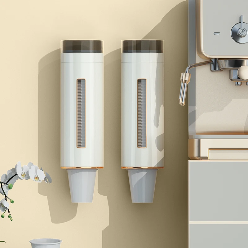 Anti-dust Storage Rack Home Kitchen Wall Mounted Paste Screw Pull Type Water Cups Holder Dispenser