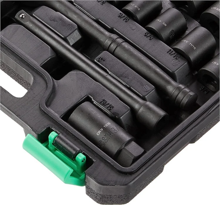 46Pcs 3/8-Inch Drive 6 & 12 Point Deep And Shallow Impact Socket Set 72 Teeth Ratchet Wrench Socket Set Portable Socket Set Box