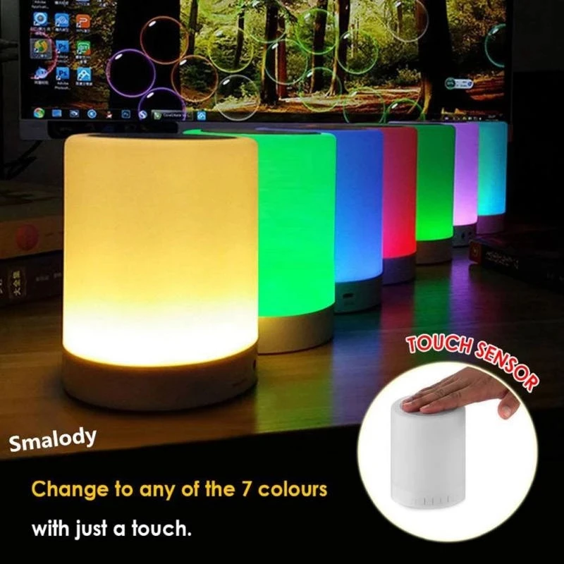 Wireless Portable Wireless Speaker Mini LED Music Audio AUX TF USB Stereo Sound Speaker 7 Colors Touch Control Lamp Table Lamp