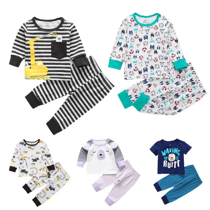 
2021 baby spring summer clothing sets boy nightclothes children autumn nightgown clothes cotton warm girl kids wear for sleeping 